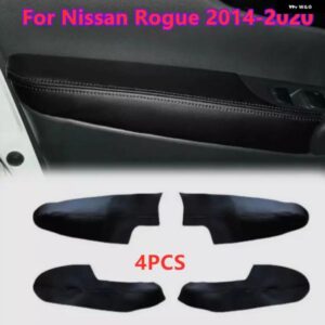 日産 ローグ 2014-2020 ブラック インテリア ドア パネル アームレスト レザーカバー 4個
