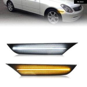 インフィニティ G35 日産 スカイライン V35 セダン クリアスモークレンズ LED サイドマーカーランプ アンバー ウィンカー ホワイト DRL ライト付き