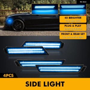4個 車用 フロント リア LED サイド マーカーライト ダイナミックブルーライト フェンダーサイドランプ シボレー カマロ 2010-2015