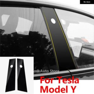 テスラ モデルY 2021 窓中央柱 B C ピラー カバー ステッカー 外装 窓枠 アクセサリー