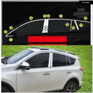 トヨタ RAV4 2014 - 18 カーウィンドウセンターピラー ポストカバー トリム クローム スタイリング