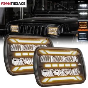 7X6インチ LED ハロー ヘッドライト 7ライト LEED 折りたたみ 式拡大鏡付き X3 エアソフトプロジェクター トヨタ 日産 GMC アクセサリー