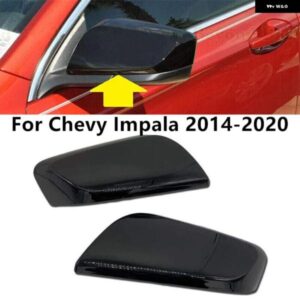 2個 光沢ブラック リアサイドビューミラー フレーム カバー キャップ シボレー インパラ 2014 - 20