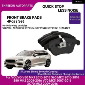 フロントセラミックブレーキ パッド ボルボ V60 S60 2010-2018 S80 2008-2016 V70 2007-2016 XC70 2009-2016