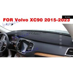 ブラックレザー ダッシュボード カバー ダッシュ プロテクター パッド マット ボルボ XC90 2015-2023
