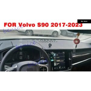 ブラックレザー ダッシュボード カバー ダッシュ プロテクター パッド マット ボルボ S90 2017-2023