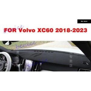 ブラックレザー ダッシュボード カバー ダッシュ プロテクター パッド マット ボルボ XC60 2018-2023