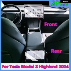 2枚 フロント リア強化ガラススクリーン プロテクター テスラ モデル3 ハイランド 2024