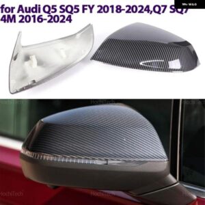ブラックカーボンパターンリアビュー 外装 サイドミラー キャップ アウディ Q5 SQ5 FY 2018-2024 Q7 SQ7 4M 2016-2024
