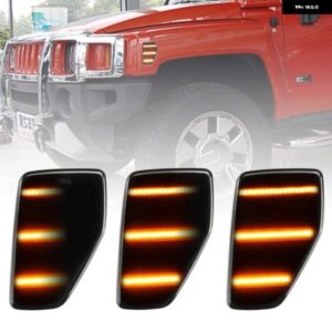 ハマー H3 H3T 2005-2010 クリアスモークレンズ LED サイドマーカーランプ アンバー フロントサイドフェンダー ウィンカーライト 2個