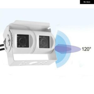RCA 車用デュアルレンズ ホワイト バック カメラ RV バックアップ カメラ ツイン レンジ調整可能レンズ リアビュー CCD カメラ トラック バス