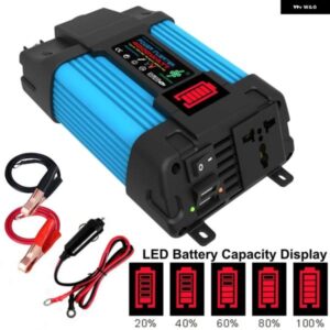 4000W 6000W パワーインバーター 12V 電圧コンバーター 変圧器 正弦波 2USBポート 急速充電 3穴 汎用 ソケット