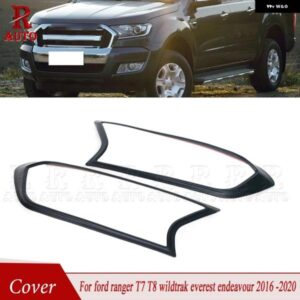 ABS マットブラック フロント ヘッドライト ヘッドライト ランプカバー トリム フォード レンジャー T7 T8 ワイルド トラック エベレスト エンデバー