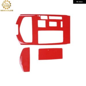 3PCS DIY カーボン センター コンソール パネル カバー トリム ギブリ 2013-2016 レッド