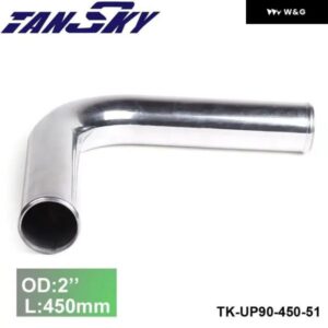 51MM 2インチ OD アウト/インレット アルミ 90度 ターボ/インテーク/インタークーラー エルボ パイピング L: 450MM GM シボレー TK-UP90-450-51