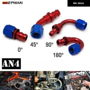 10個 AN4 燃料 ホースエンド プッシュ オン オス継手 ストレート 45度 90度 180度 回転 オイル/ガス ライン エンド フィッティング AN-B