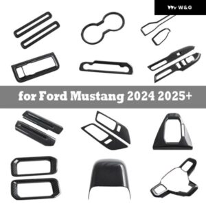 LHD ABSカーボンウィンドウリフトスイッチ/サイドエア アウトレット /ウォーターカップ ホルダー /ナビゲーション ボックス カバー フォード マスタング2024