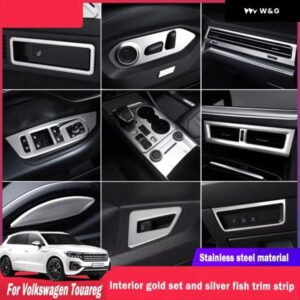 インテリア センター コンソール ギア シフト パネル インナーカバー フォルクスワーゲン トゥアレグ20192024カーアクセサリーシルバー ステンレス トリム