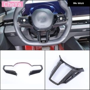 車用 ステアリングホイール ボタン 装飾 フレーム トリム ABS カーボン BMW 5シリーズ G60 2024+ インテリア アクセサリー