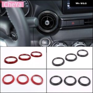 車用 エアコン ベント トリム リング マツダMX-5 ND 2016 - 23 インテリア アクセサリー 3個