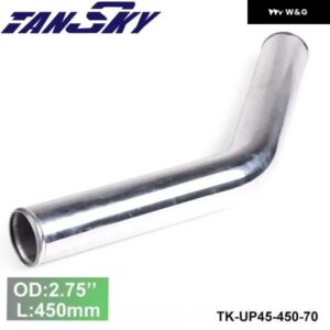 2個 70MM 2.75インチ OD 出力/インレット アルミ 45度 ターボエルボ配管 L: 450MM FORD マスタング GT 4.6L TK-UP45-450-70