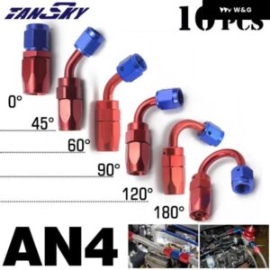 10個 汎用 AN4 ストレート アルマイト処理 アルミ オイル燃料 ホースエンド フィッティング 0 45 60 90 120 180度フィッティング