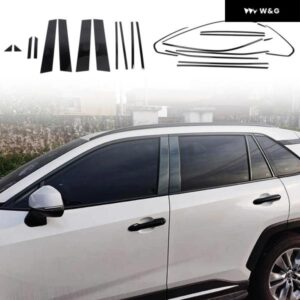 トヨタ RAV4 2019-2024 カーアクセサリー ステンレス ブラック フルウィンドウサラウンドガーニッシュ フレーム トリム