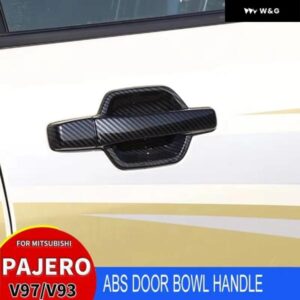三菱 パジェロ ドアボウル ステッカー V97 V93 V73 ABSカーボン カーハンドル フレーム カバー トリム 4個 装飾 カーアクセサリー