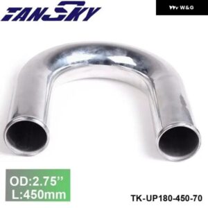 70MM 2.75インチ OD インレット アルミ 180度マンドレルベンド ターボ/インテーク/インタークーラー エルボ パイピング L:450MM ジープ TK-UP180-450-70