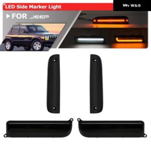 97-01 XJ シグナルライトコンボ スモーク バンパー LED パーキング /ウィンカー+コーナーフェンダー サイドマーカーランプ ジープ チェロキー XJ 1997-2001