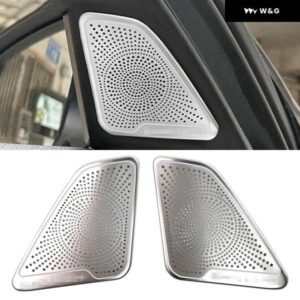 車用 スピーカー カバー ステッカー BMW F10 F11 520 525 5シリーズ シルバー フロントリア ツイーター ミッドレンジ スピーカー カバー デコレーション