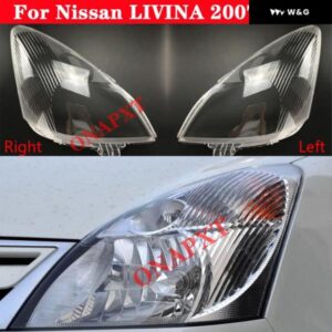 オートライトキャップ 日産 LIVINA 2007-2012 車用 ヘッドライト カバー ク リアランプ シェード ランプケース ガラスレンズ シェル