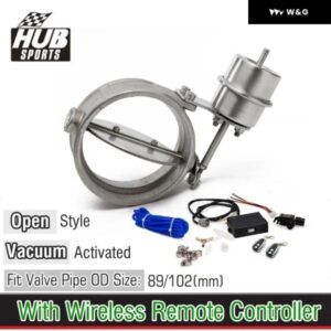 HUBスポーツ排気 コントロール バルブ セット 真空 アクチュエーター 付き カットアウト89MM / 4インチ 102MM パイプ オープン スタイル ワイヤレスリモート