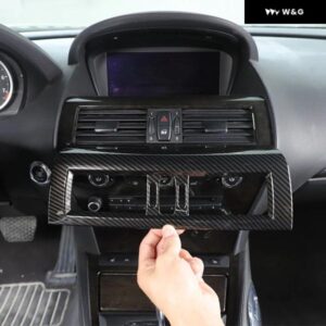 ABS カーボンパターン セントラ ル コントロール CD エア アウトレット パネル ステッカー BMW 6シリーズ E63 E64 630I 645CI 650I 2004-2009