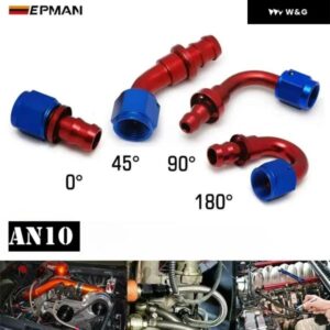 10個 AN10 燃料 ホースエンド プッシュ オン オス継手 ストレート 45度 90度 180度 回転 オイル/ガス ライン エンド 継手 AN-B