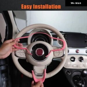 ST ABSカーボン ステアリングホイール ボタン 装飾 フレーム カバー フィアット500 2016-2023 ステアリングホイール トリム アクセサリー