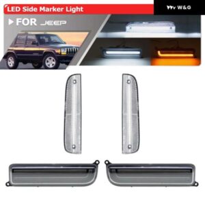 ジープ チェロキー XJ 1997-2001 コンボ バンパー LED スイッチバック パーキング / ダイナミックウィンカー ホワイト コーナーフェンダー サイド