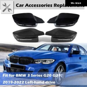 1ペア バックミラー カバー BMW 3シリーズ G20 G21 G28 2019-2022 320D 330E 330I 340I LHD サイドウィングミラー キャップ カーアクセサリー