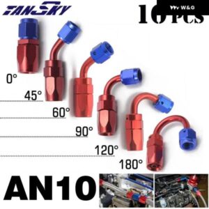 10個 汎用 10AN ホースエンド フィッティング ストレート 0 45 60 90 120 180度回転 CPE編組燃料ホース