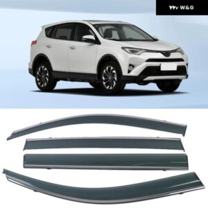 トヨタ RAV4 2013-2018 クロームモールディング トリム ストリップ ウィンド バイザー デフレクター ドアサイドウィンドウエアガード 雪 日差し 雨対策
