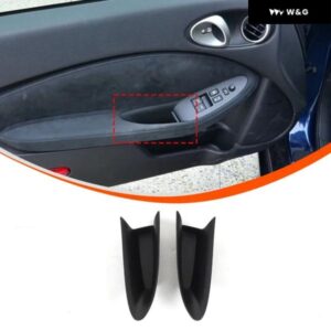 ABSブラック車ドア アームレスト ハンドル 収納 ボックス 日産 370Z 2009-2020センター コントロール 収納 トレイコンテナアクセサリー