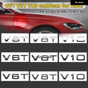 文字ナンバーエンブレム V6T V8T V10 カー スタイリング フェンダー サイド リア トランク バッジ ロゴ ステッカー アウディ A4L A5 A6L A7 A8L TT RS7 SQ5