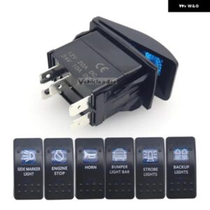 防水 12/24V 車用スイッチ ボート トラック ライト ブルー LED トグルスイッチ 5ピン バー スタイル ブルー トグルロッカー リバース リアライトスイッチ