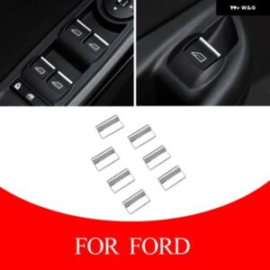 車窓リフトノブ トリム ウィンドウリフター ボタン ステッカー フォード フィエスタエコスポーツ フォーカス 3 4 MK3 MK4 2012-2015アクセサリー