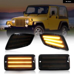 ジープ ラングラー TJ 1997-2006 LED フロント パーキング ランプ ターン シグナル インジケーター フロント フェンダー サイド マーカー ランプ ブラック