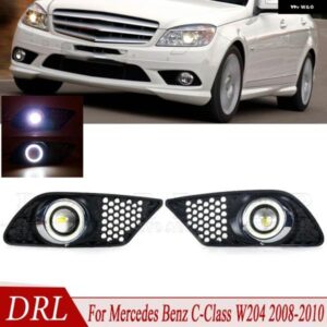 LEDエンジェルアイフロント バンパー フォグランプ DRL デイタイム ランニングライト カバー A2048850253 メルセデス ベンツ C クラス W204 2008 2009 2010