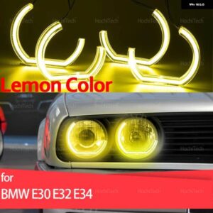 BMW E30 E32 E34 デイライト DRL エンジェルアイ LED CSL スタイル レモンイエロー ヘッドライト リングキット カー スタイリング アクセサリー