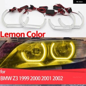 BMW Z3 1999-02 デイライト DRL エンジェルアイ LED CSL スタイル レモンイエロー ヘッドライト リングキット アクセサリー