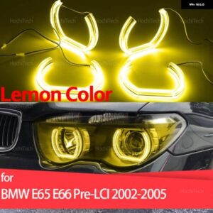 BMW 7シリーズ E65 E66 プレLCI 745I 745LI 760LI 760I デイライト DRL エンジェルアイ LED CSL スタイル レモンイエロー ヘッドライト リングキット