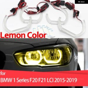 BMW 1シリーズ F20 F21 LCI フェイスリフト 2015-2019 デイライト DRL エンジェルアイ LED CSL スタイル レモンイエロー ヘッドライト リングキット